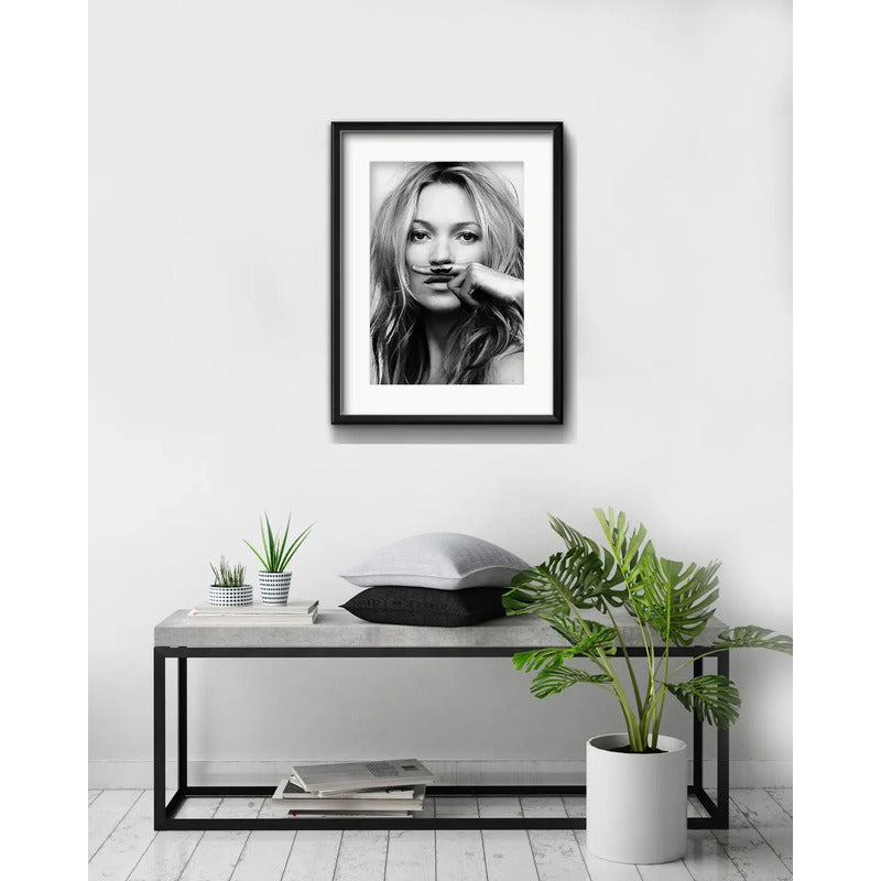 Cuadro Kate Moss Fashion Blanco Y Negro 53x43cm Con Paspartú Kate Moss Life Is A Joke Con Marco Negro