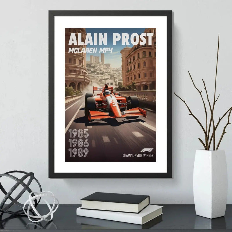 Cuadro Alan Prost Mclaren Formula 1 Auto Carrera F1 Arte Marco Negro