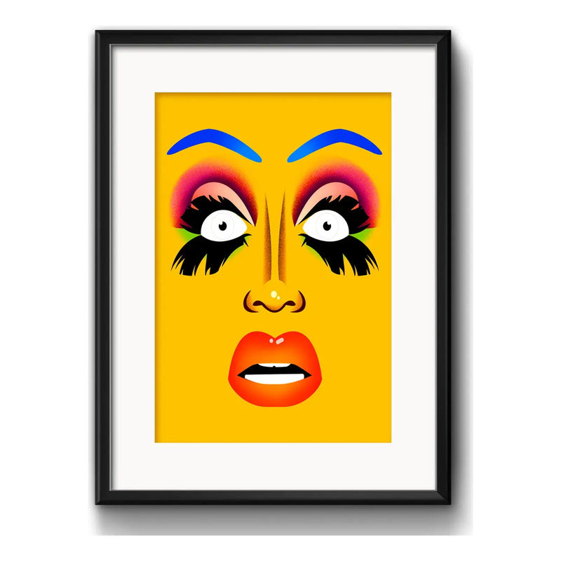 Cuadro Drag Queen Pop Art Brs2 Decoracion Con Paspartú Marco Negro