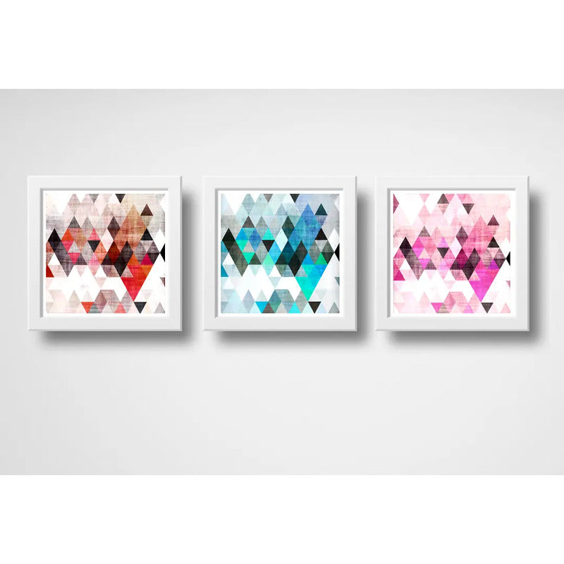 Set 3 Cuadros Abstracto Geometrico Colorido Arte Decoracion