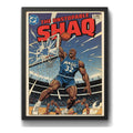 Cuadro Shaquille O'neal Comics Retro Baloncesto Deportes Marco Negro