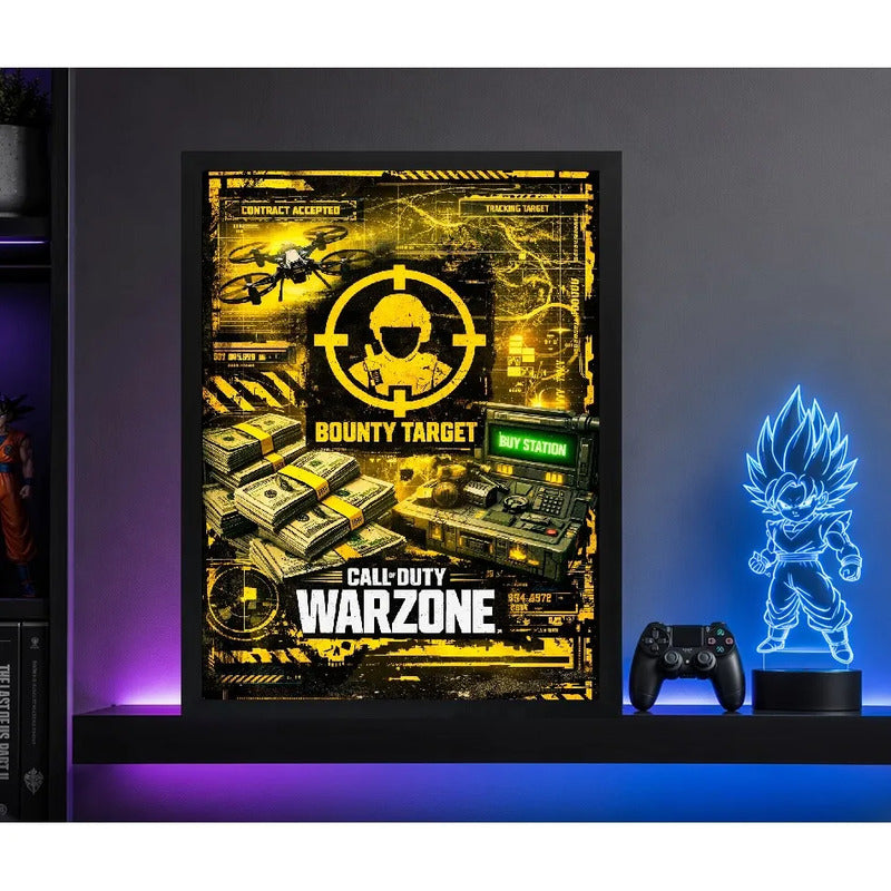 Cuadro Call Of Duty Warzone Bounty Target Videojuego Game Marco Negro