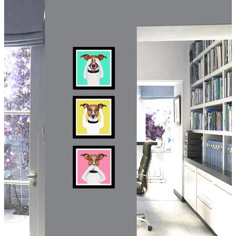 Set 3 Cuadros Perro Pop Art Colores Jack Russell Terrier Pet