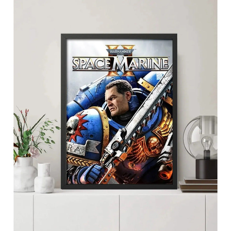 Cuadro Space Marine Espacial Videojuego B1 Decorar Game Room Marco Negro