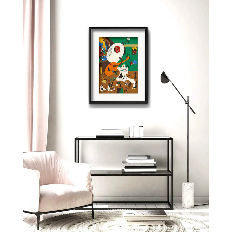Cuadro Joan Miró Interior Holandés I 53x43cm Con Paspartú Marco Negro