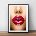 Cuadro Boca Fashion Maquillaje Labio Decoracion Con Paspartú