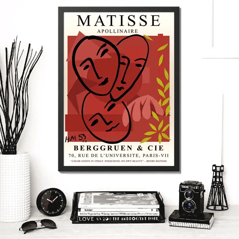 Cuadro Para Living Cocina Estudio Decoracion Moderna Red Matisse Apollinaire Color Rojo Con Marco Negro