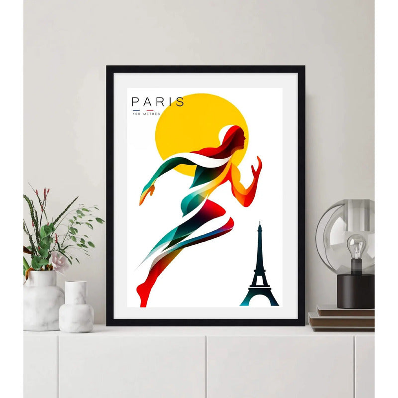 Cuadro Maratón Carrera Maratones Famosos Deporte Decoracion Carrera Paris Marco Negro