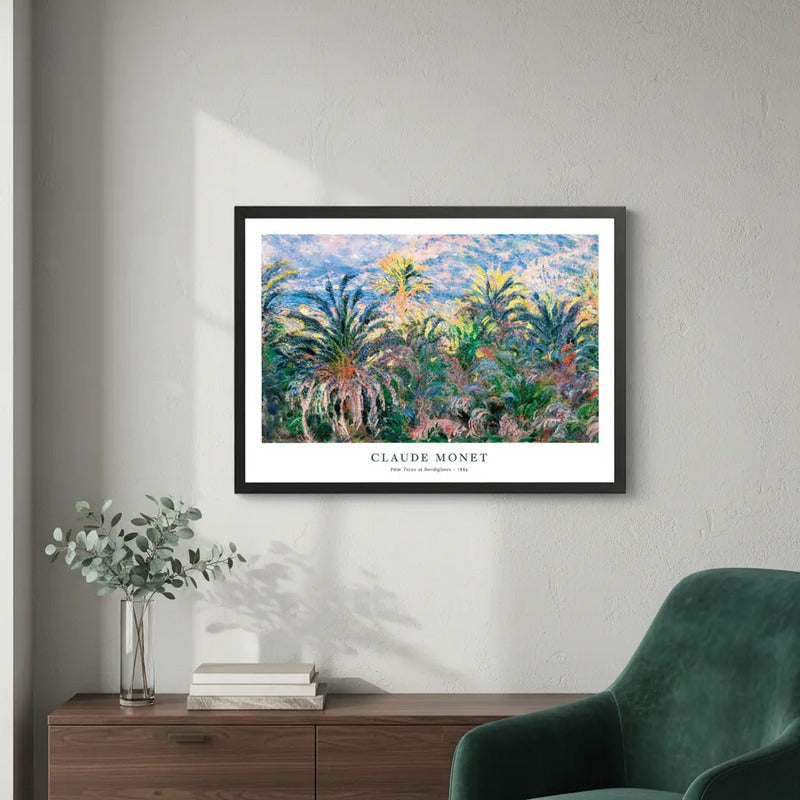 Cuadro Dormitorio Living Claude Monet Palmeras De Bordighera Marco Negro