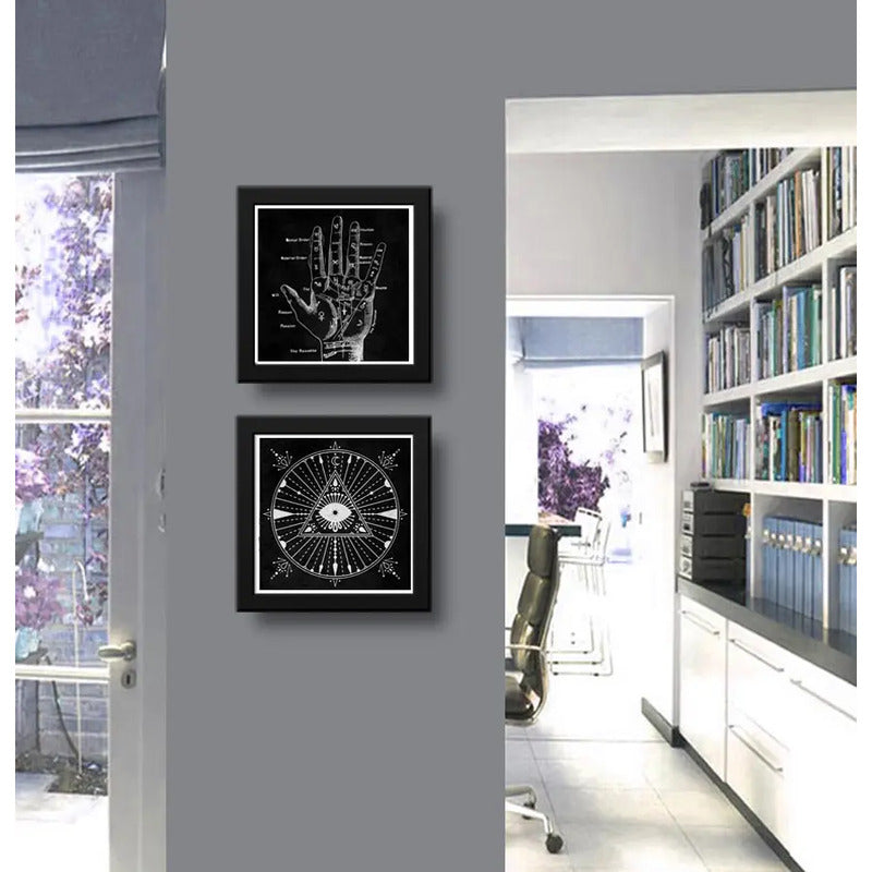Set 2 Cuadros Esotérico Astral Zen Quiromancia Astrólogo Art