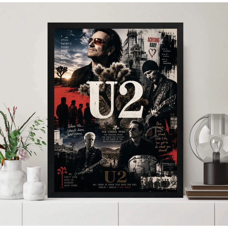 Cuadro U2 Banda Álbuns Icônicos Canciones Rock Arte Vintage Marco Negro