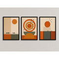 Set 3 Cuadros Dormitorio Living Boho Arte Abstracto Triptico Marco Negro