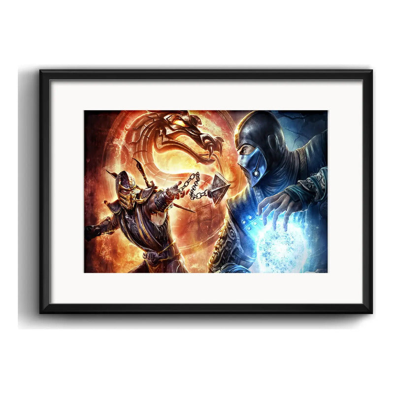 Cuadro Mortal Kombat Scorpion Sub-zero Juego Game Paspartú Marco Negro