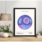 Cuadro Bola 8 Numero Suerte Retro Equilibrio 888 Decoracion Marco Negro