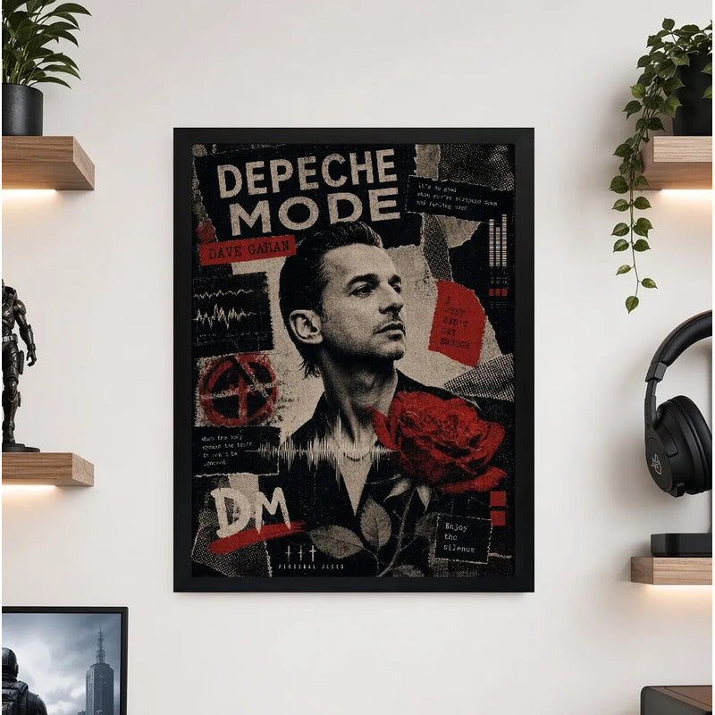 Cuadro Depeche Mode Dave Gahan Arte Vintage Rock Pop Marco Negro