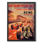 Cuadro Monaco Pista De Carrera Autodromo Formula 1 Retro Reims Gran Premio De Francia Negro