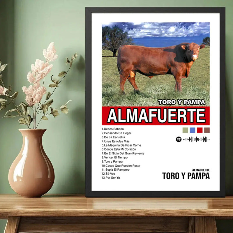 Cuadro Almafuerte Toro Y Pampa Album Spotify Canciones Rock Marco Negro