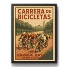 Cuadro Parque Batlle Carrera De Bicicletas Montevideo Retro Marco Negro