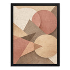 Cuadro Living Dormitorio Abstracto Geometrico Rosa Beige Marco Negro