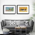 Set 2 Cuadros Living Monet Ogata Korin 53x43cm Con Paspartu Marco Negro