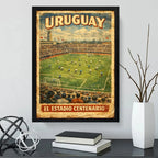 Cuadro Estadio Centenario Futbol Montevideo Uruguay Retro Marco Negro