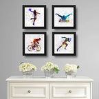 Set 4 Cuadros Carrera Natacion Basket Ciclismo Pop Art Decor