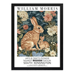 Cuadro Conejo William Morris Arte Botanico Flores Exposición Marco Negro