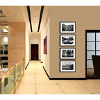 Set 4 Cuadros Paisajes Blanco Y Negro Montanas Deco Paspartu