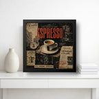 Cuadro Living Comedor Cocina Café Espresso Coffee Retro Brs2 Marco Negro