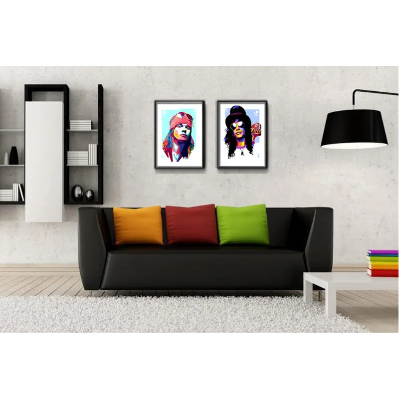 Set 2 Cuadros Guns N Roses Pop Art Axl Rose Slash Decoracion Marco Negro