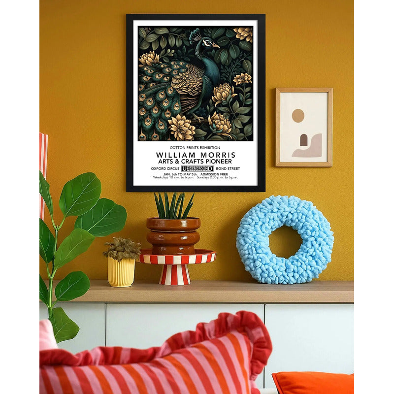 Cuadro William Morris Pavo Real Botanico Flor Ave Art Craft Pavo Real Botanico William Morris 2 Marco Negro