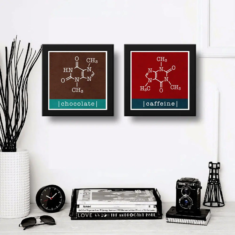 Set 2 Cuadros Formula Quimica Café Chocolate Cocina Arte