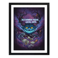 Cuadro Gato Cheshire Alicia Frase Aca Estamos Todos Locos Marco Negro