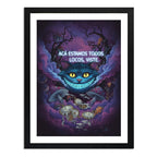 Cuadro Gato Cheshire Alicia Frase Aca Estamos Todos Locos Marco Negro