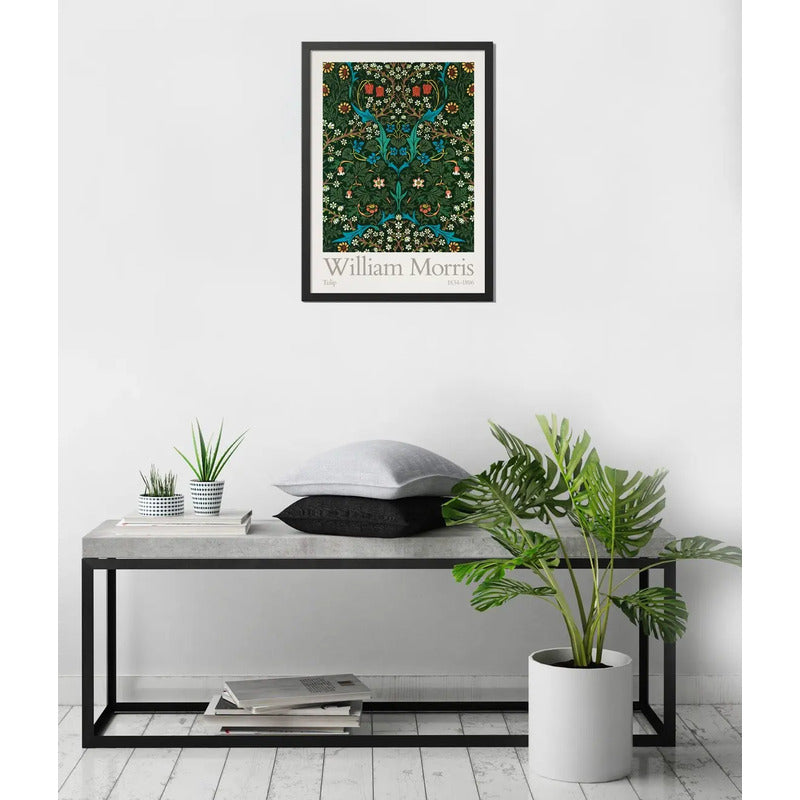 Cuadro William Morris Tulip Flores Plantas Arte Decoracion Marco Negro