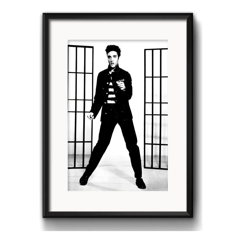Cuadro Elvis Presley Rock Retro Decoracion Con Paspartú Elvis Jailhouse Rock 2 Con Marco Negro