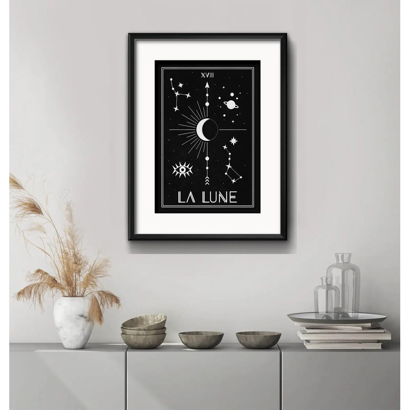Cuadro La Luna Tarot Astrologia Arte 53x43cm Con Paspartú Marco Negro