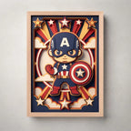 Cuadro Capitan America Superheroes 3d Dormitorio Infantil Marco Negro