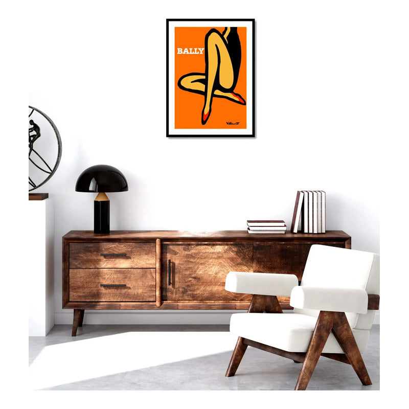Cuadro Bally Suiza Fashion Moda Lujo Retro Salon Decoracion Bally Orange Negro