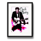 Cuadro Chuck Berry Leyenda Del Rock Decoracion Con Paspartú Marco Negro