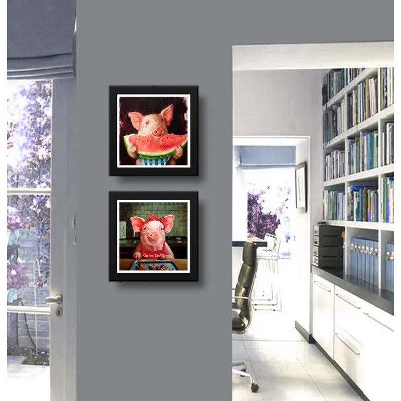 Set 2 Cuadros Cerdo Cook Cocina Comedor Postres Decoracion