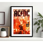 Cuadro Ac/dc Live At River Plate Rock Musica Acdc Decoracion Marco Negro