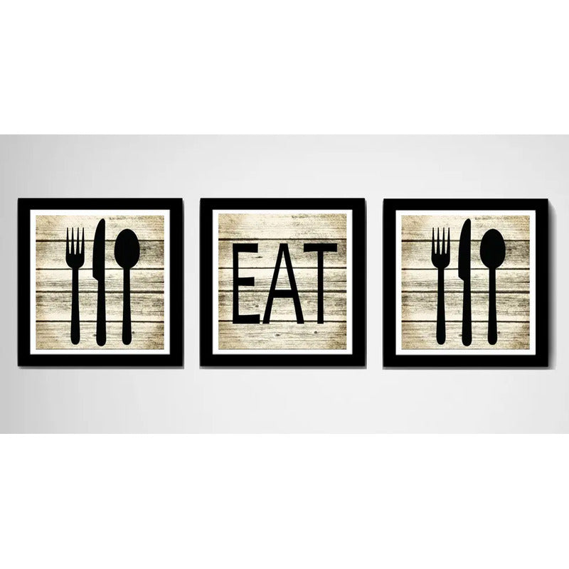 Set 3 Cuadros Cocina Gourmet Eat Kitchen Decoración Hogar