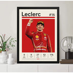 Cuadro Charles Leclerc Formula 1 Logros Signature Auto Marco Negro