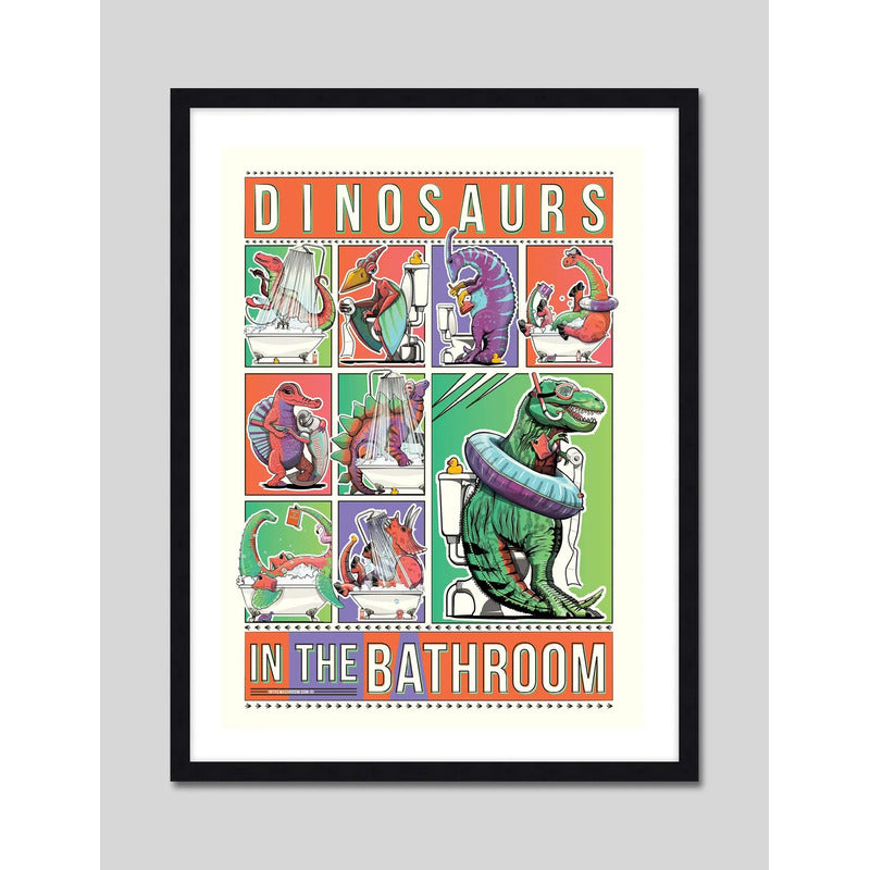 Cuadro Dinosaurios Bano Banera Art Dinosaur World Decoracion Dinosaurios Baño 2 Marco Negro
