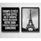 Set 2 Cuadros Paris Torre Eiffel Francia Blanco Negro Decora