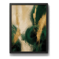 Cuadro Dormitorio Living Boho Arte Abstracto Verde Dorado B1 Marco Negro