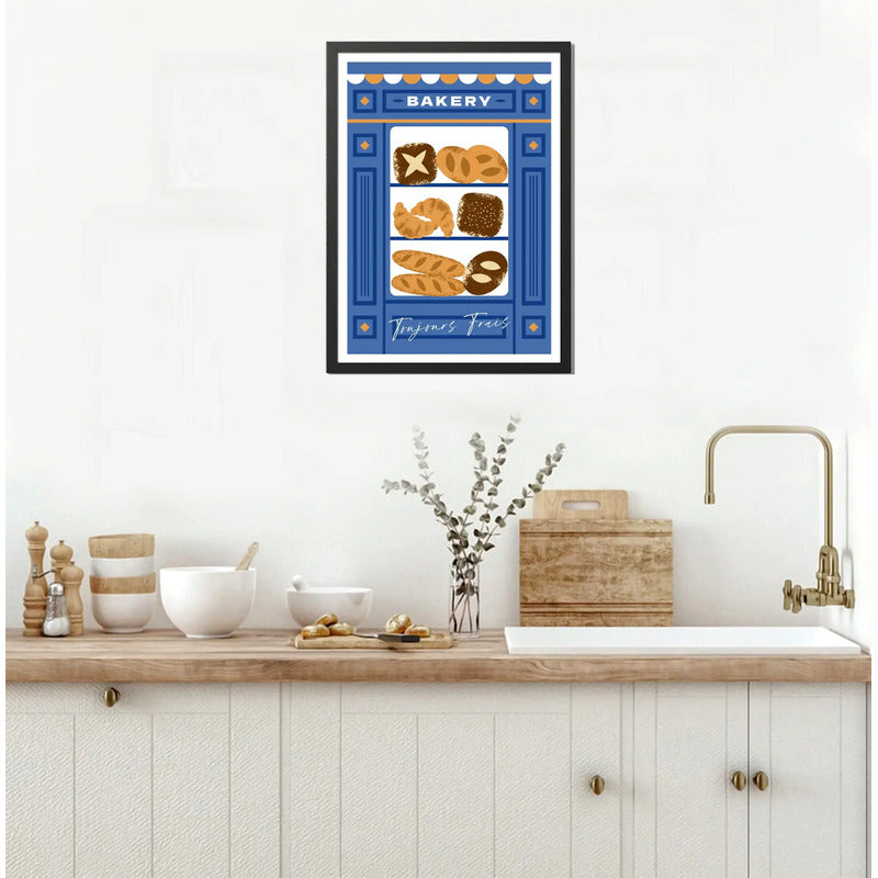 Cuadro Bakery Frase Toujours Frais Bake Cocina Decoracion Marco Negro