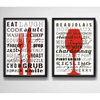 Set 2 Cuadros Cocina Gourmet Rojo Vinos Kitchen Decoración