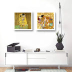 Set 2 Cuadros Gustav Klimt El Beso El Abrazo Museo 33x33cm Marco Blanco